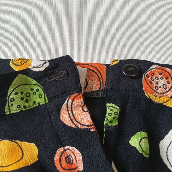 Vintage Mosaic Woman Black & Multicolor Fruit Print Plus Size Midi Length Skirt - Picture 12 of 12